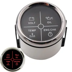Universele alarmmeter - Volt - oliedruk - watertemperatuur - CHK ENG - 4 LED - 52mm 9~32 VInstrumenten