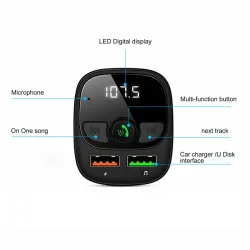 Draadloze Bluetooth-zender - handsfree - dubbele USB-oplader - digitaal - LEDFM-transmitters