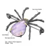 Elegante broche - zwarte spin - roze opaalBroches