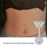 Belly button ring - piercing - crystal butterfly / heart - surgical steel - 6 piecesPiercings