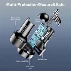 Universele autolader - dubbele USB - snel opladen - aluminium - 4.8A - 5VInterieur accessoires