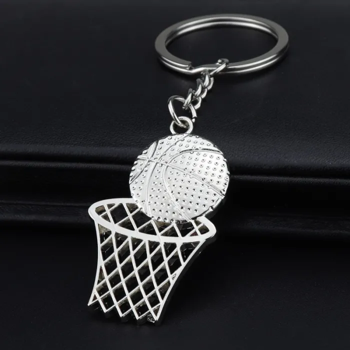Metalen sleutelhanger - basketbal - net - basketbalveldSleutelhangers