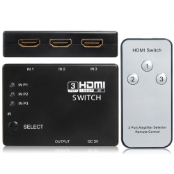 3 à 1 - Commutateur HDMI avec télécommande - Répartiteur HDMI