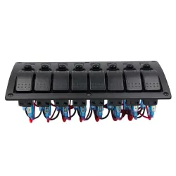 Waterproof switch panel with LED and fuses - 8-channels - for car - boat - camperSwitches