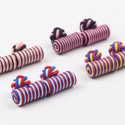 Colorful braided cylinders / knots - cufflinks