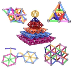 Magnetische bouwstenen - magnetische stokjes - metalen ballen - doe-het-zelf speelgoedMetalen