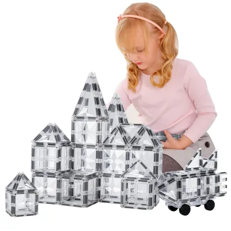 Magnetische blokken - kristal transparante tegels - speelgoed - 108 stukjesConstructie