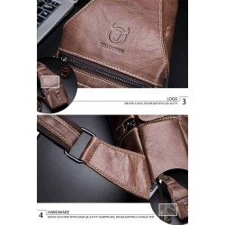 Men's genuine leather shoulder bag - chest bag - small backpackBags