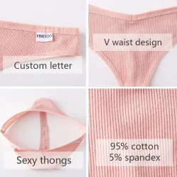 Sexy cotton thongs - 3 mixed solid colors - 3 piecesLingerie