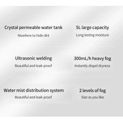 DEERMA - ultrasone luchtbevochtiger - diffuser - aromatherapie - transparant - met waterfiltratie - 5 LLuchtbevochtigers