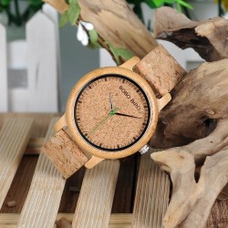 Bamboe houten horloge - Quartz - handgemaakt - kurken band - voor haar - voor hem - voor koppelsHorloges