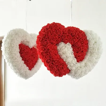 Wit & rood rozenhart - gemaakt van infinity rozen - 30cmBruiloft