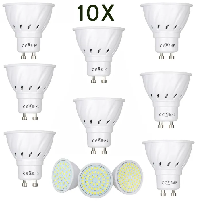 GU10 LED spotlampen - 110V 220V 24V - 4W - 6W - 8W - 10 stuksGU10