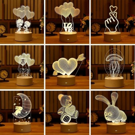 3D acrylic LED lamp - USB night light - elk - bear - Christmas tree - apple - moonLights & lighting
