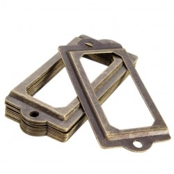 Antique brass drawer handles - label holders - metal frames - 12 piecesFurniture
