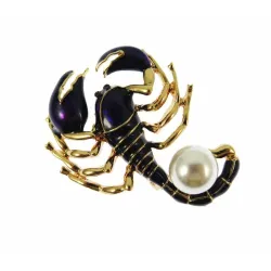 Emaille broche - schorpioen met parelBroches