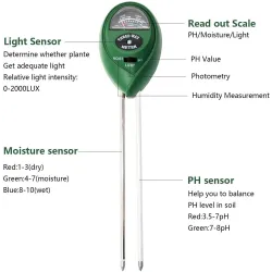 Soil PH tester - light / moisture / acidity testerGarden