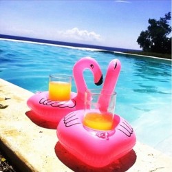 Opblaasbare flamingo - bekerhouder voor zwembad - drijvend speelgoed - 10 stuksOpblaasbaar