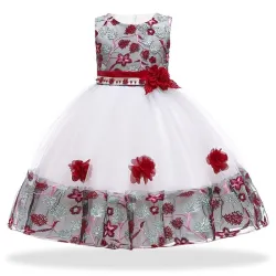 Elegante meisjesjurk - bloemenkant - strikband met strikClothing