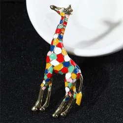 Enamel giraffe - brooch - colourful - goldBrooches