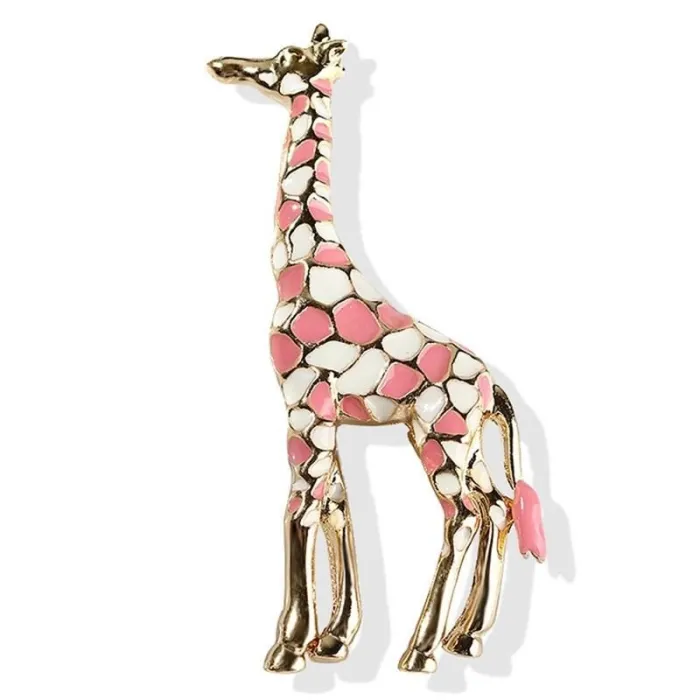 Emaille giraf - broche - kleurrijk - goudBroches