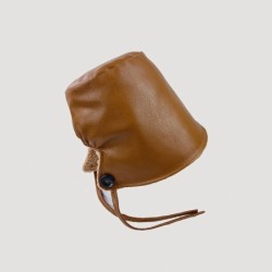 Bucket style hat - warm winter leather hat - Korean styleHats & Caps