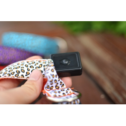 LED hondenhalsband - veiligheidsnachtwandeling - kleurrijke luipaardprintHalsbanden en Lijnen