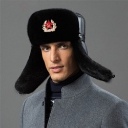Heren bombermuts - zwarte Russische ushanka - met oorkleppen - bont/leerHoeden & Petten