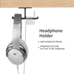 Headphone dual hanger - aluminum hook - under desk / wall mountedEar- & Headphones