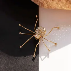 Gold crystal spider - broochBrooches