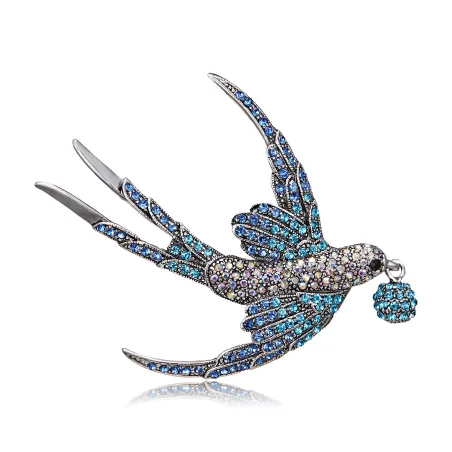 Kleurrijke strass vogel - vintage brocheBroches