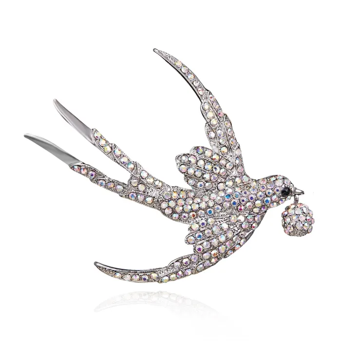 Kleurrijke strass vogel - vintage brocheBroches