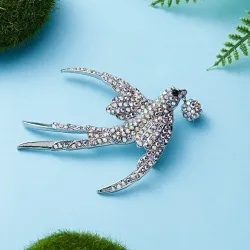 Kleurrijke strass vogel - vintage brocheBroches