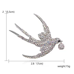 Kleurrijke strass vogel - vintage brocheBroches