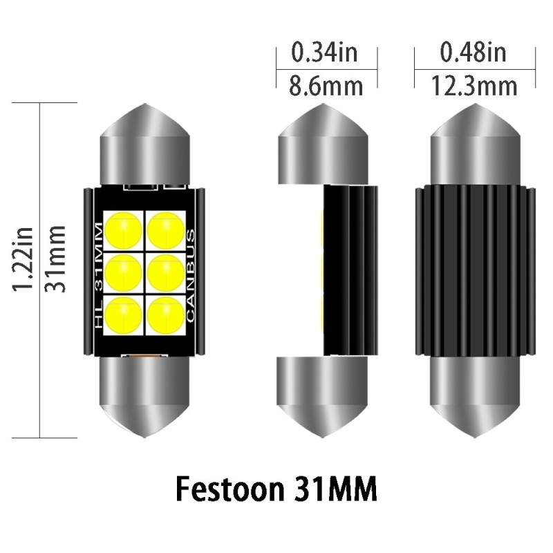 3030 FESTOON - C5W - CANBUS - LED lamp - 31mm - 36mm - 39mm - 41mm - waterdichtLED