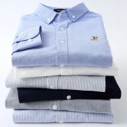 Klassiek katoenen overhemd met lange mouwen - effen / strepen - geborduurd logoT-Shirts
