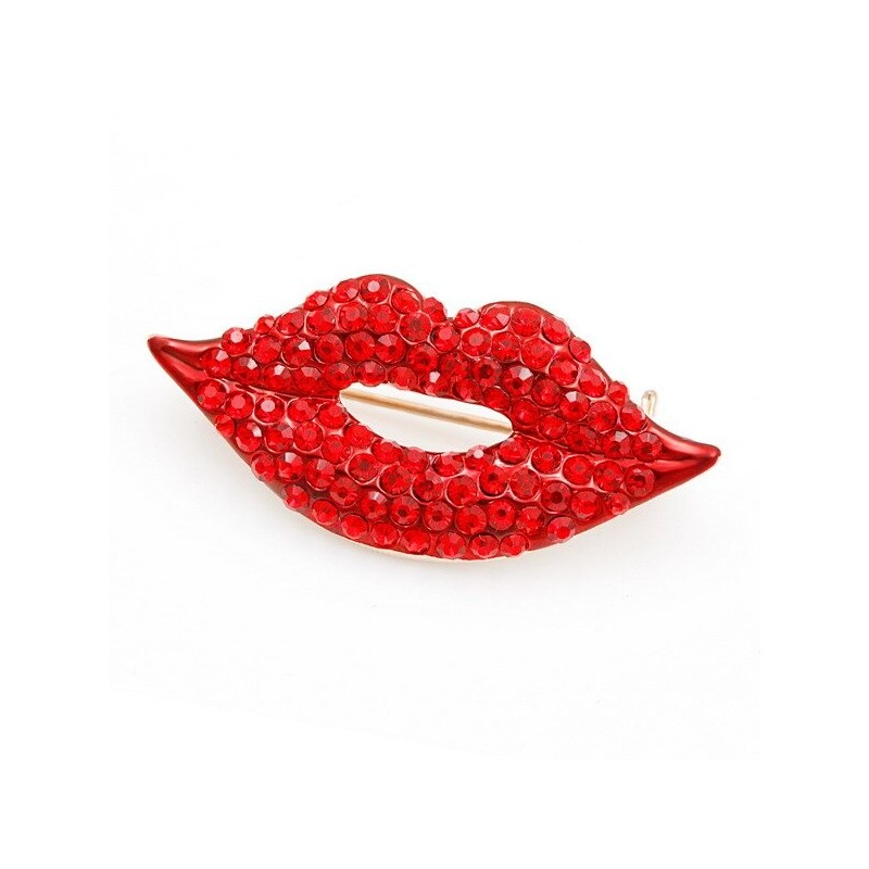 Rode kristallen lippen - brocheBroches