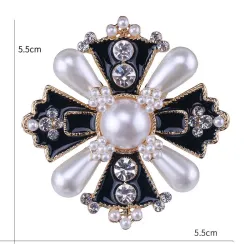 Vintage stijl kruis met parel / kristallen - exclusieve brocheBroches