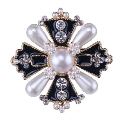 Vintage style cross with pearl / crystals - exclusive broochBroches