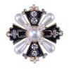 Vintage stijl kruis met parel / kristallen - exclusieve brocheBroches