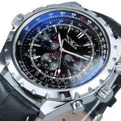 JARAGAR - automatic mechanical watch - 3 sub-dial - leather strapHorloges