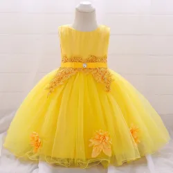 Bloemenkant jurk - met strik - kristallen - paillettenKleding