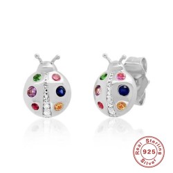 Crystal ladybugs earrings - 925 sterling silver