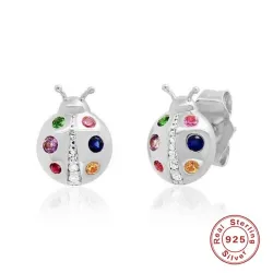 Kristallen lieveheersbeestjes oorbellen - 925 sterling zilverOorbellen