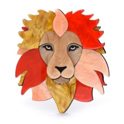Kleurrijke leeuwenkop - broche van acrylBroches