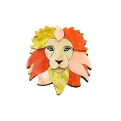 Kleurrijke leeuwenkop - broche van acrylBroches