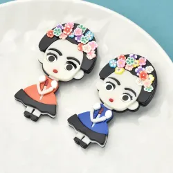 Mexicaans / Afrikaans meisje - acrylbrocheBroches