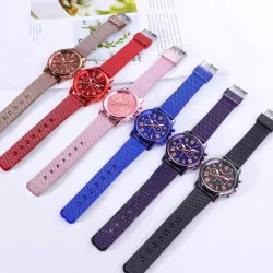 GENEVE - modieus quartz horloge - Romeinse cijfers - leren bandHorloges