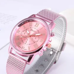 GENEVE - modieus quartz horloge - Romeinse cijfers - leren bandHorloges