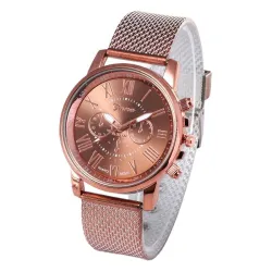 GENEVE - modieus quartz horloge - Romeinse cijfers - leren bandHorloges